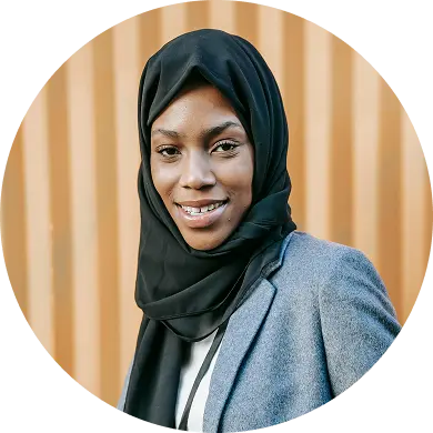 A woman wearing a headscarf